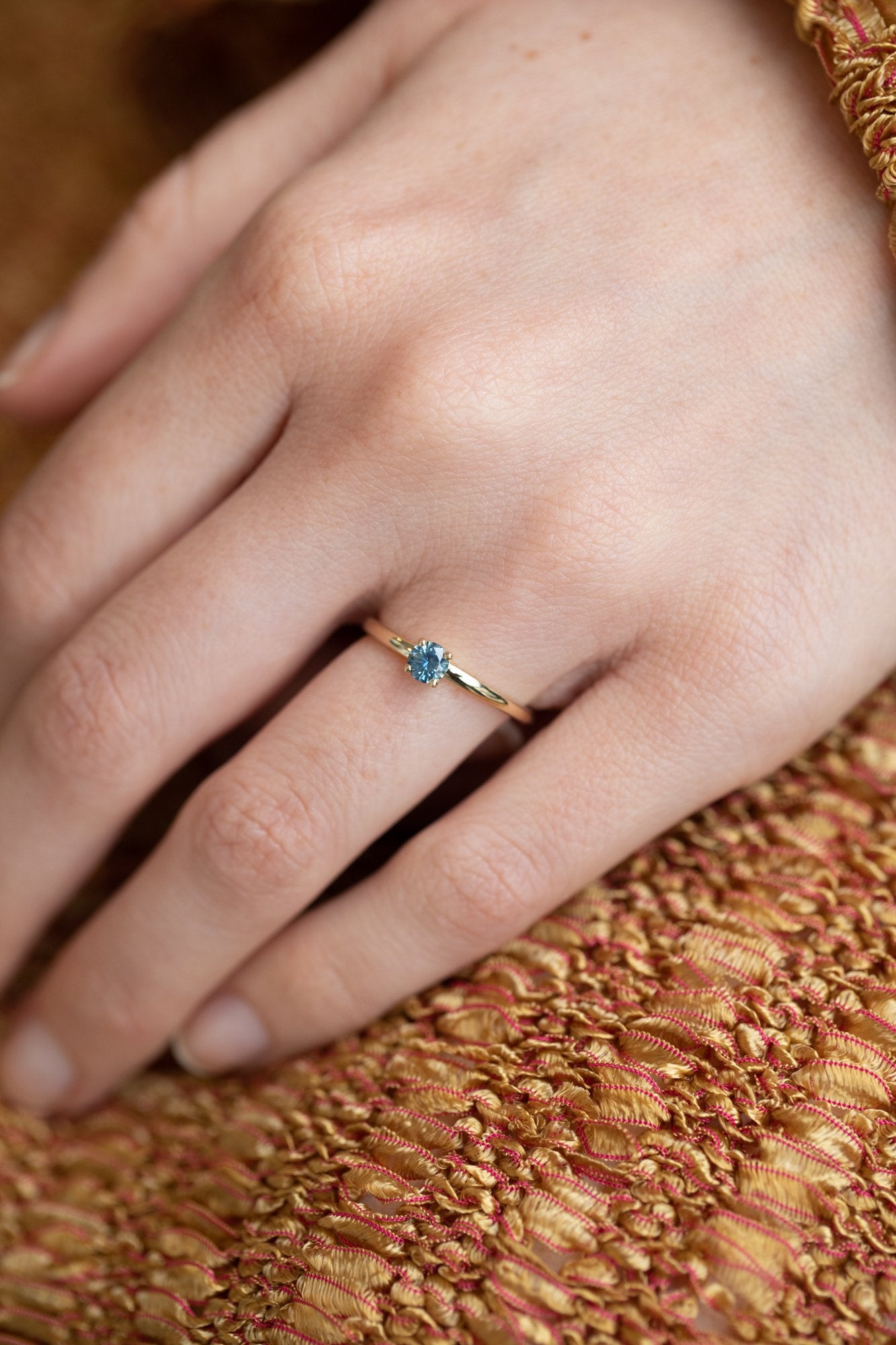 Solitaire Ring in Fairmined Yellow Gold with Montana Sapphire