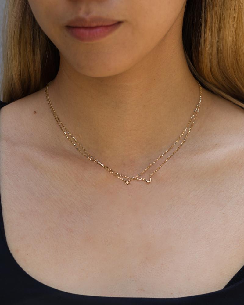 Mini Moon Necklace in Yellow Gold MYEL Design