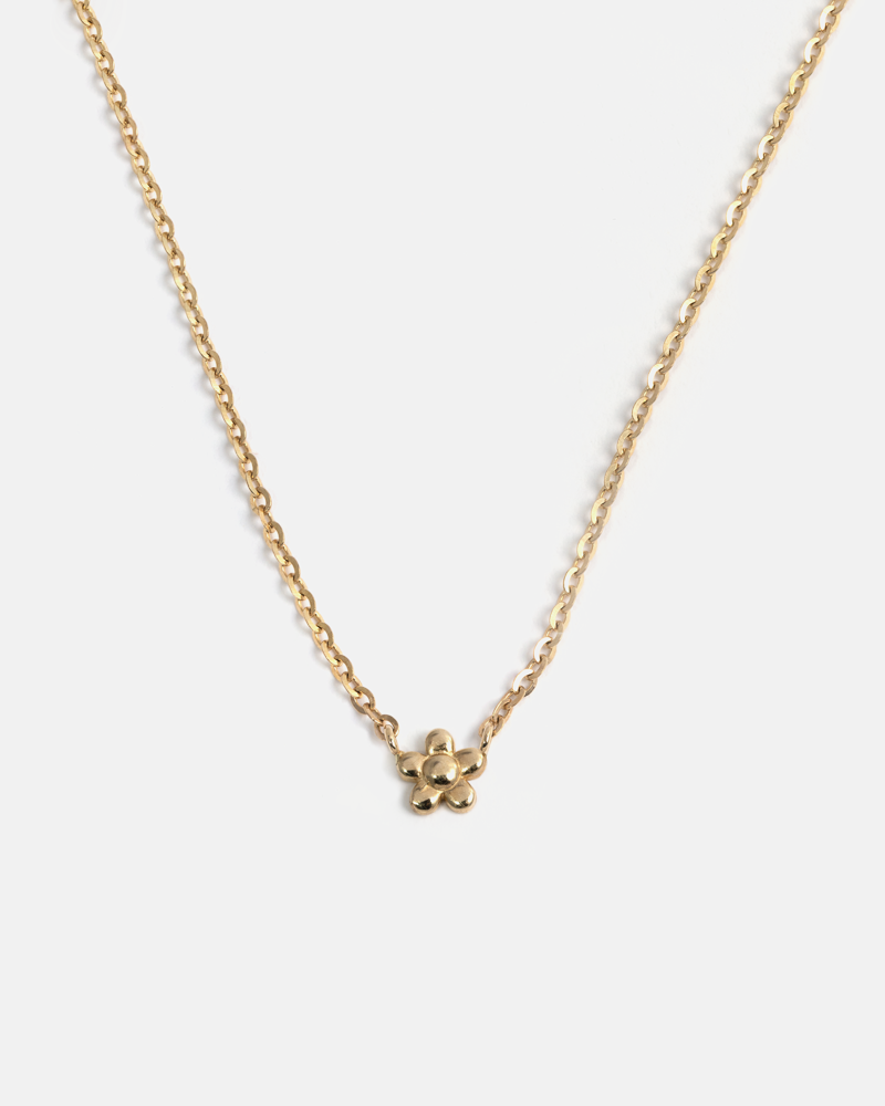 Mini Flower Necklace in Yellow Gold