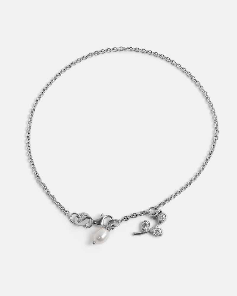 Branch Bracelet in Sterling Silver with lab grown Diamonds & Pearl
