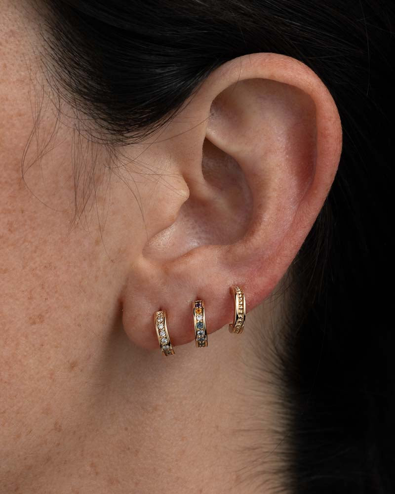 Abacus Pavé Hoops in Yellow Gold with lab grown Diamonds