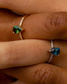 Bague Pira en Or Jaune 14k avec Saphir Australien Vert et Diamants de Laboratoire