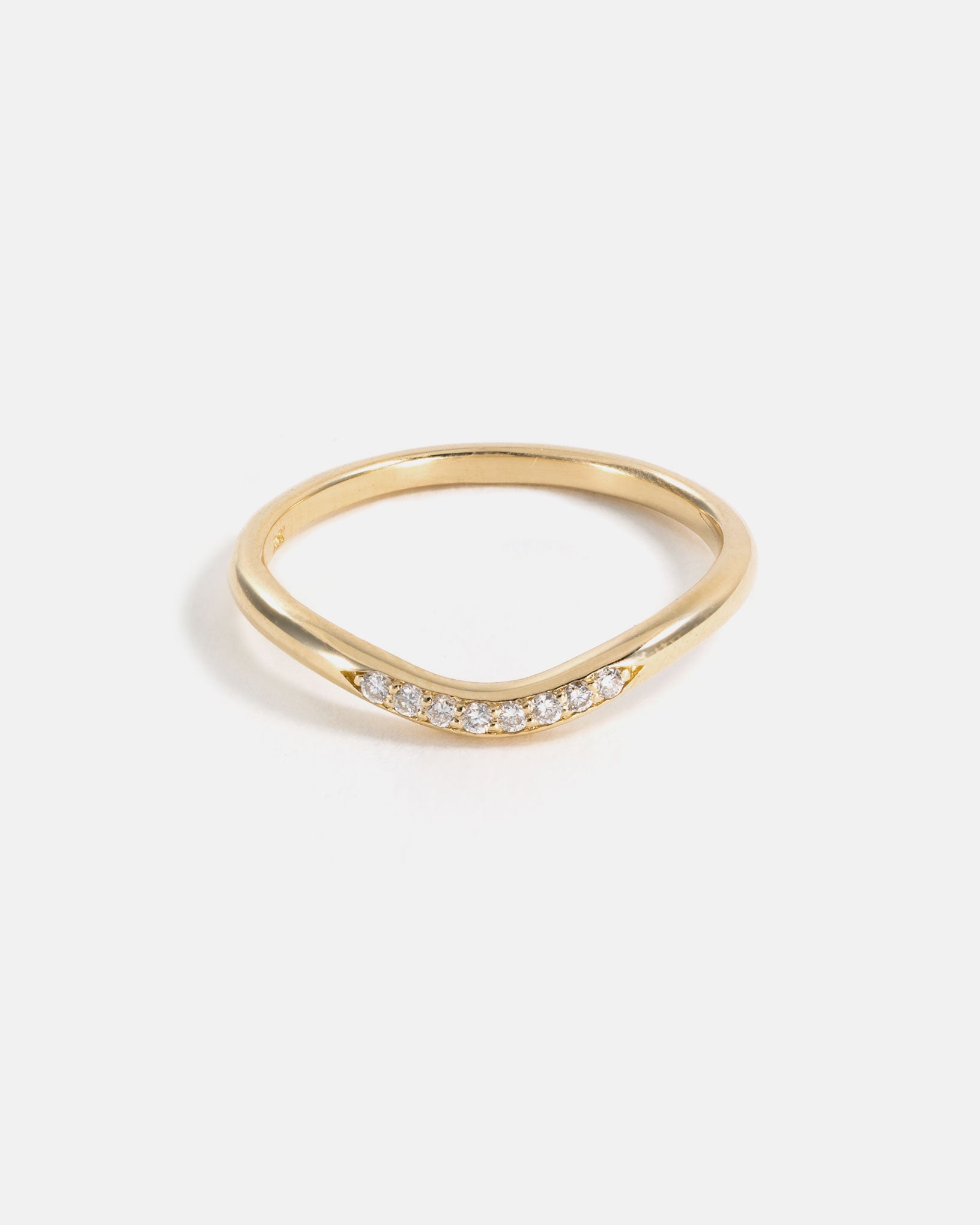 Stratura Wave Wedding Ring in Yellow Gold with Ethical Birthstones