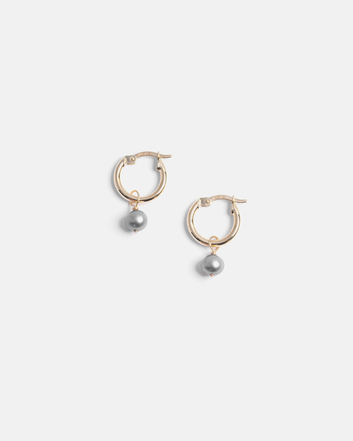 Pom-pom Hoops in Gold with Grey Pearls