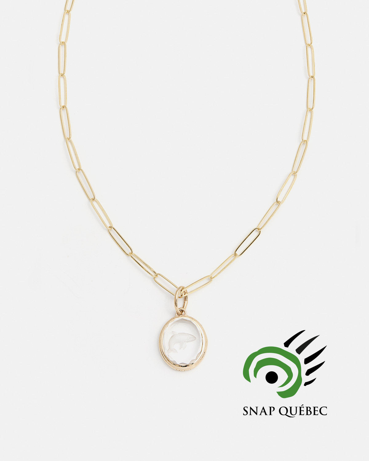 Pendentif Baleine en Quartz et en Or Jaune 14k - MYEL x SNAP Québec
